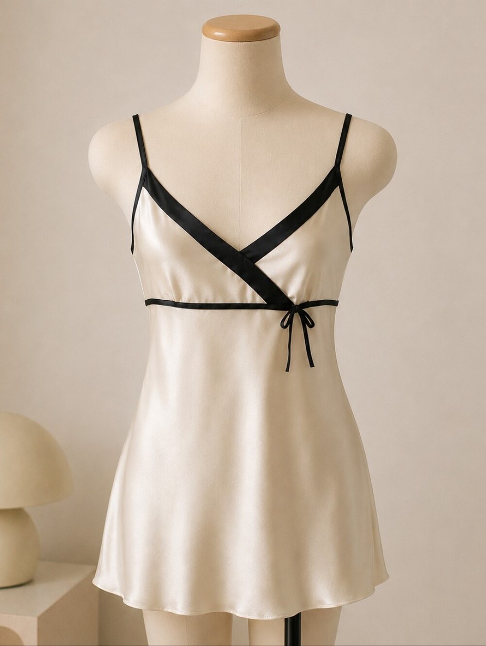 Cami Slip Dress 90's Style Black Trim Medium